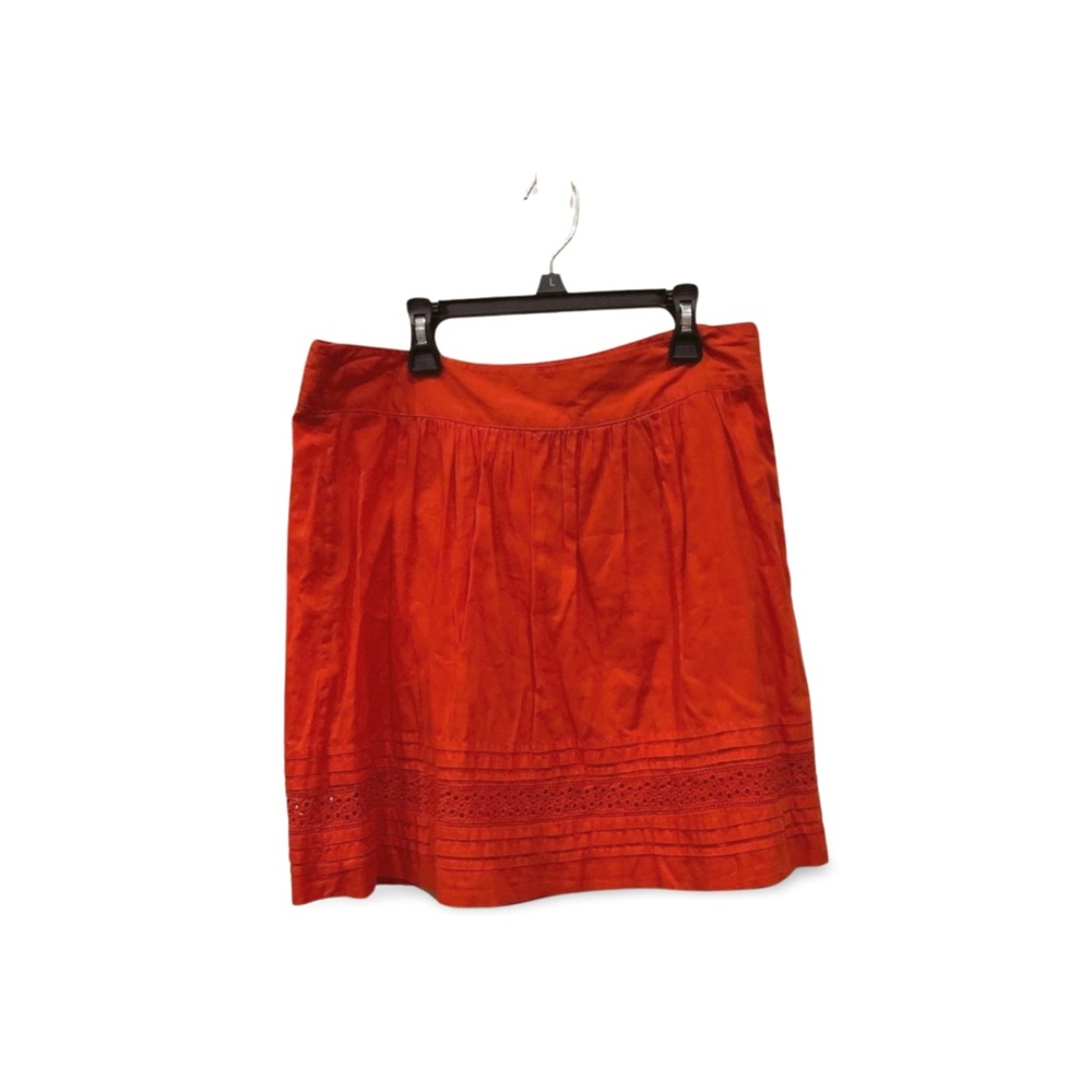 ANN TAYLOR LOFT Coral Orange 100% Cotton Skirt | Eyelet Trim & Pleats | Size 2